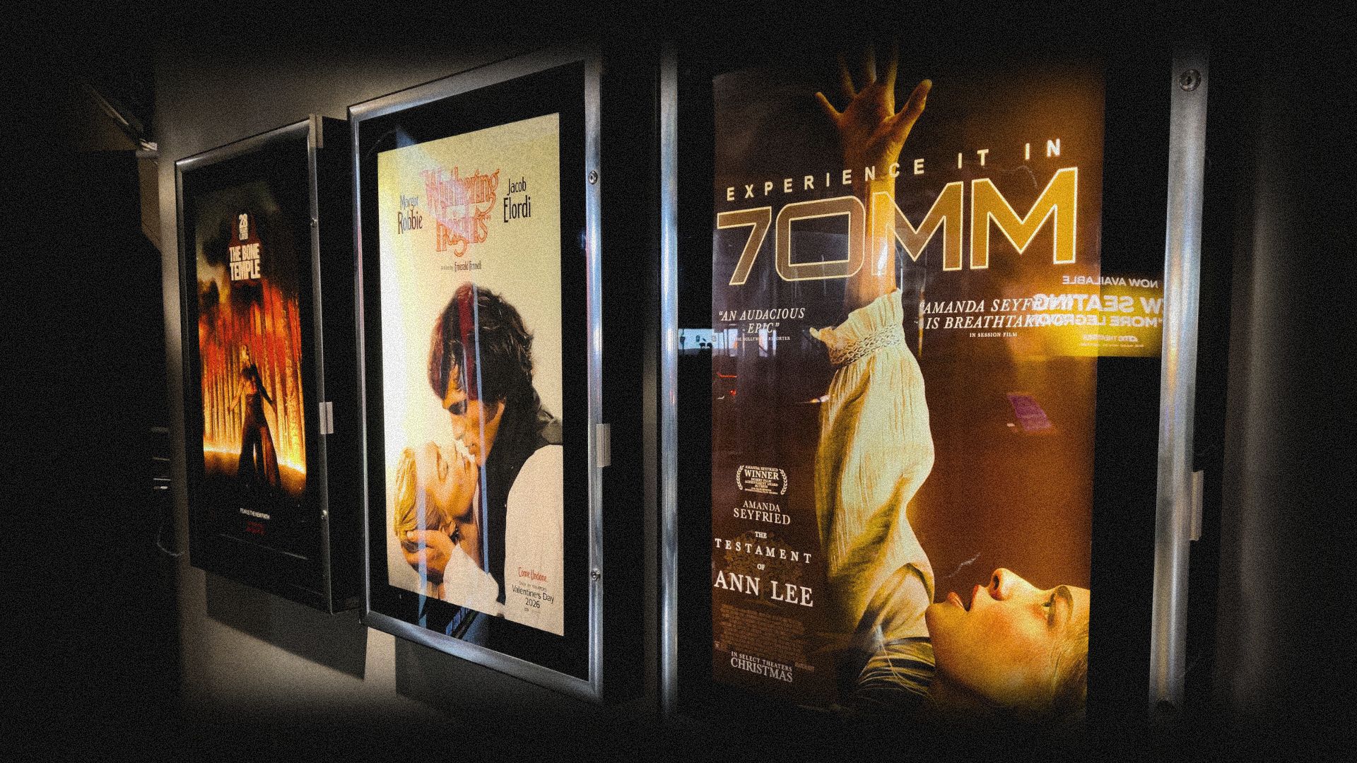 Photo of movie posters, with The Testament of Ann Lee in focus.